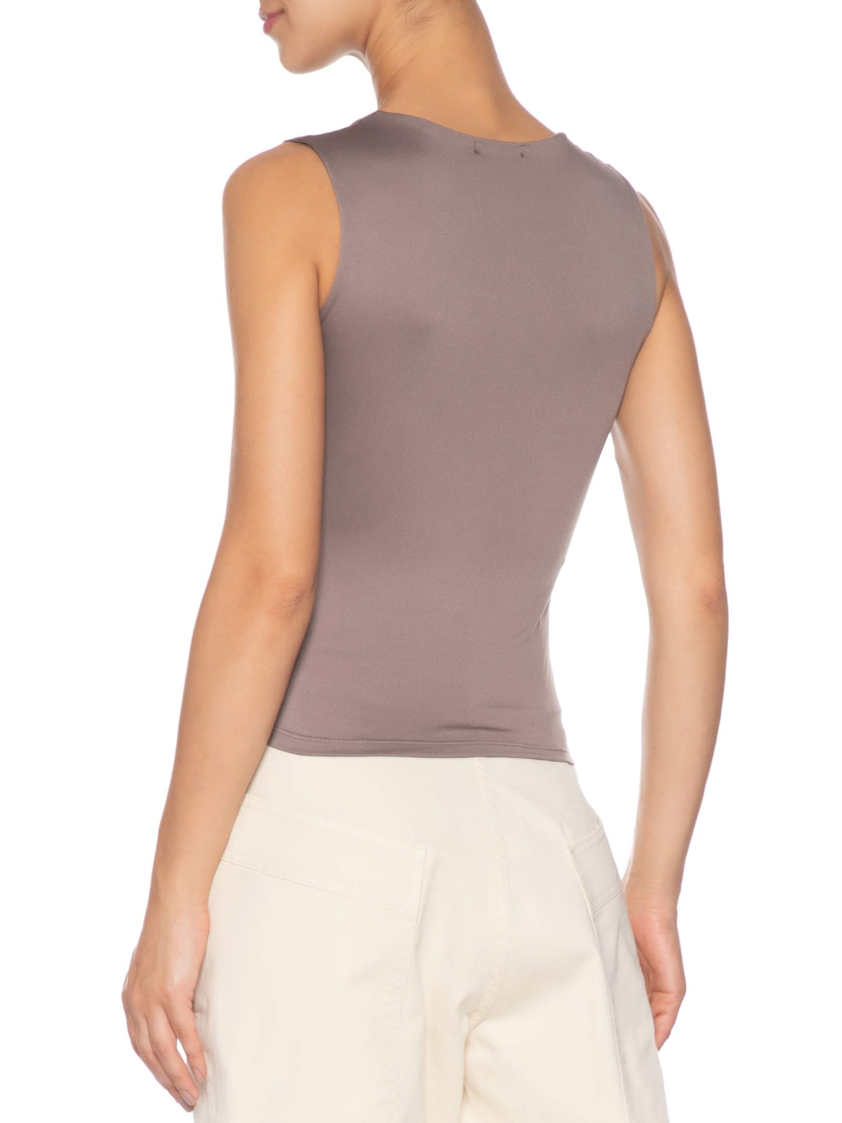 Regata Feminina Decote Quadrado Marrom Basiq