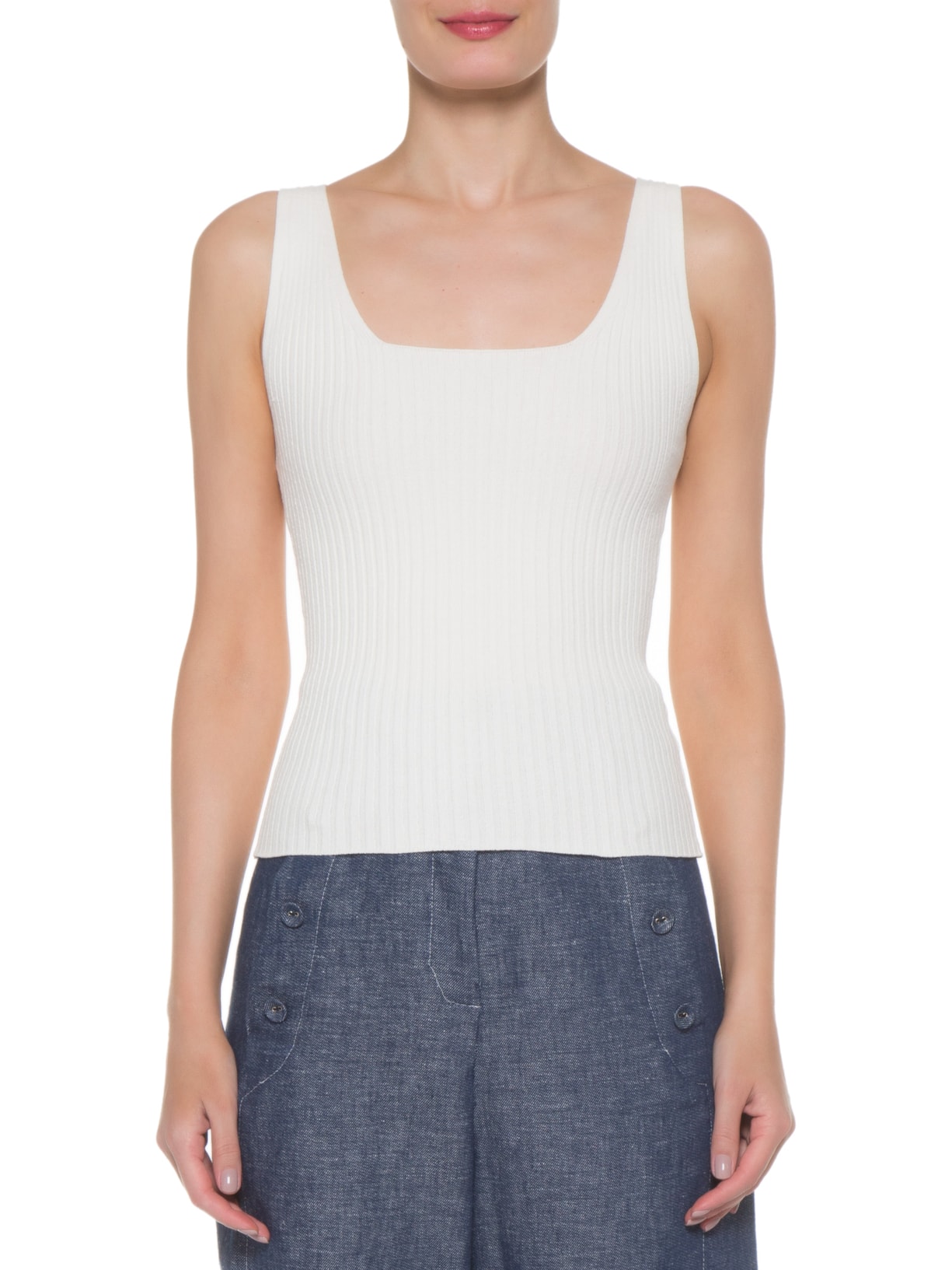 Regata Feminina Decote Quadrado Off White Anselmi