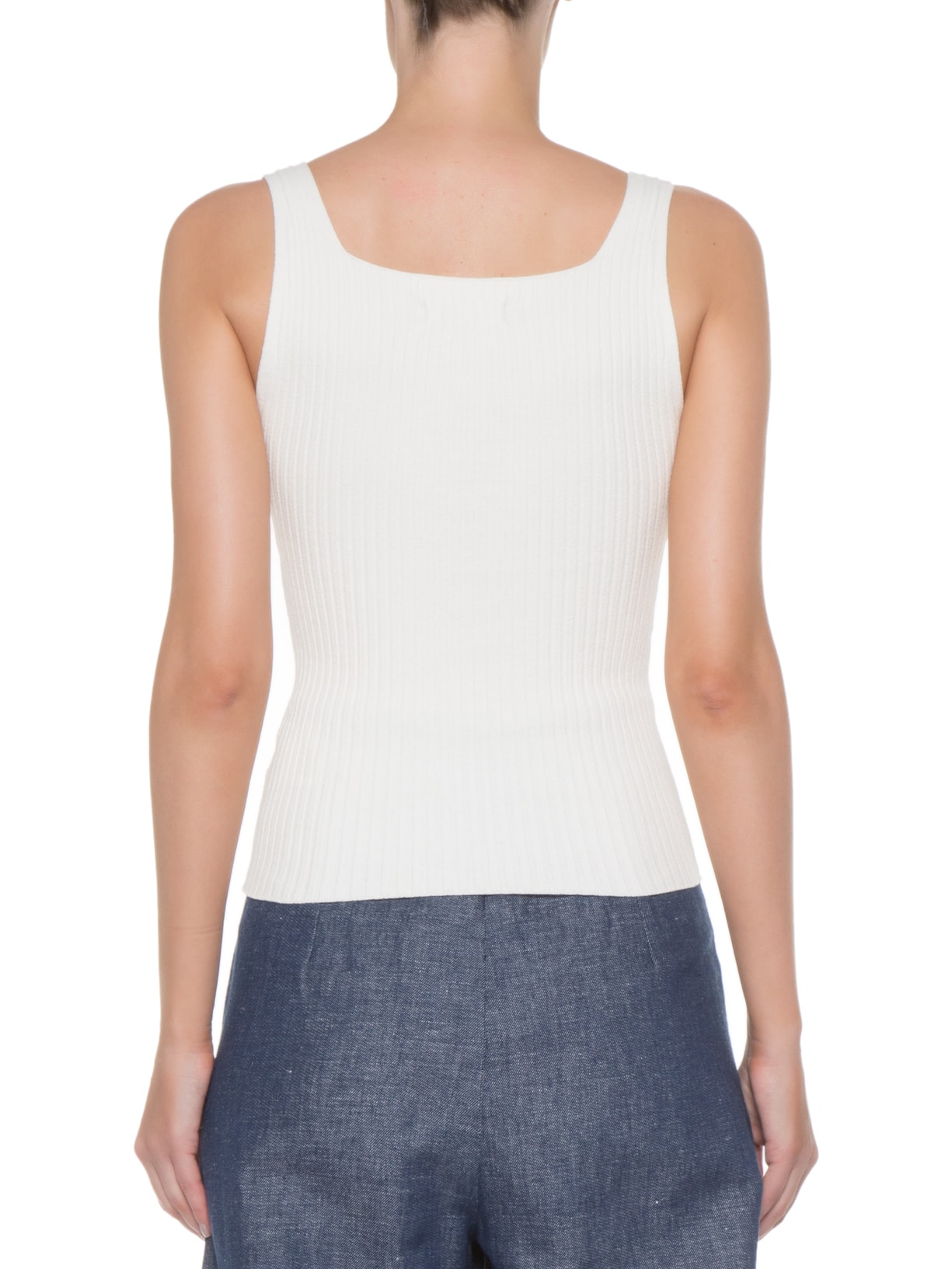 Regata Feminina Decote Quadrado Off White Anselmi