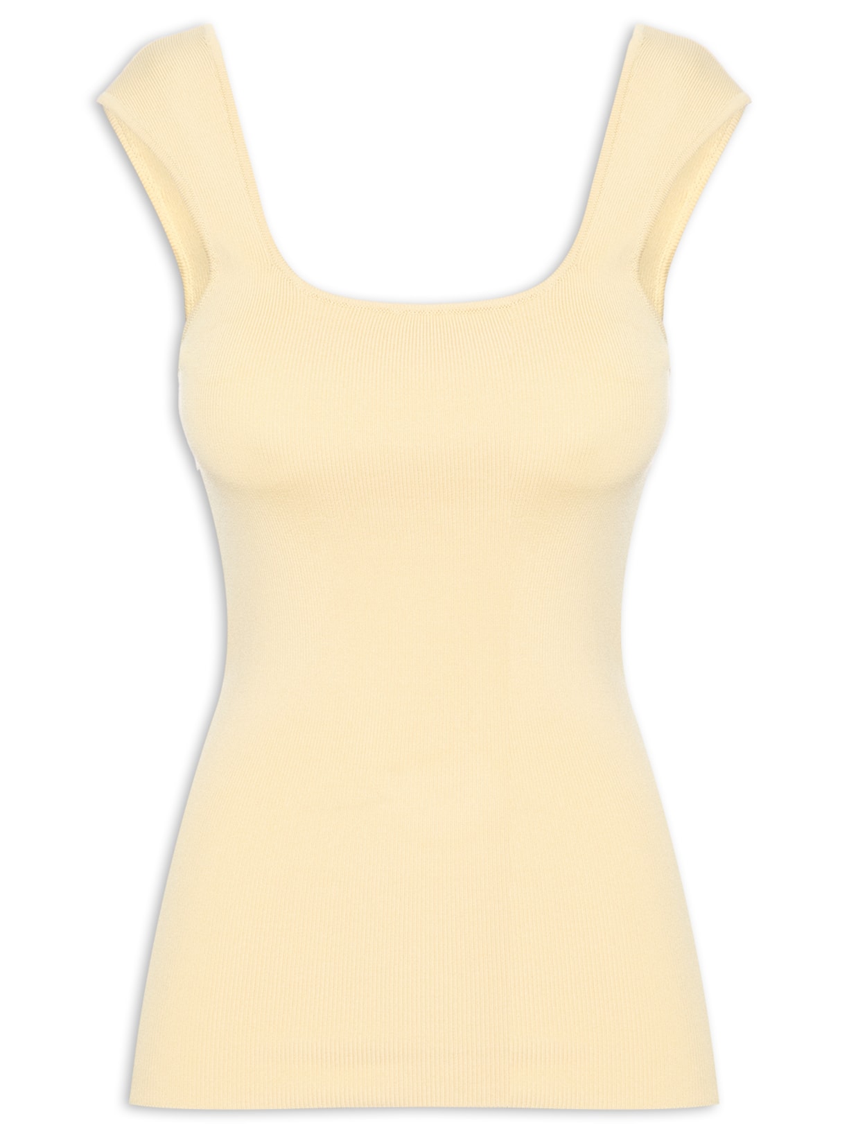 Regata Feminina Decote Quadrado Tricot - Amarelo