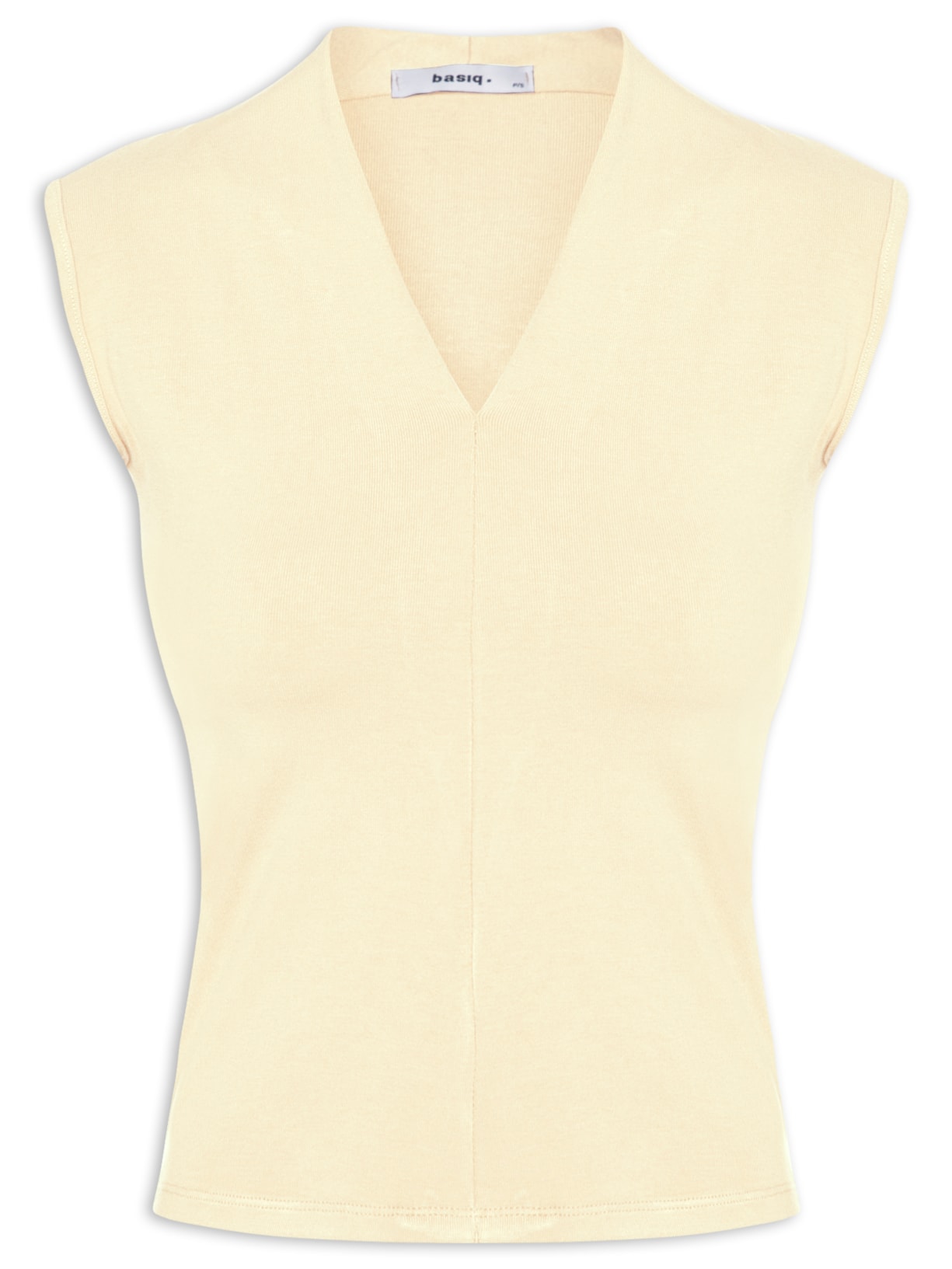 Regata Feminina Decote V Amarelo Basiq