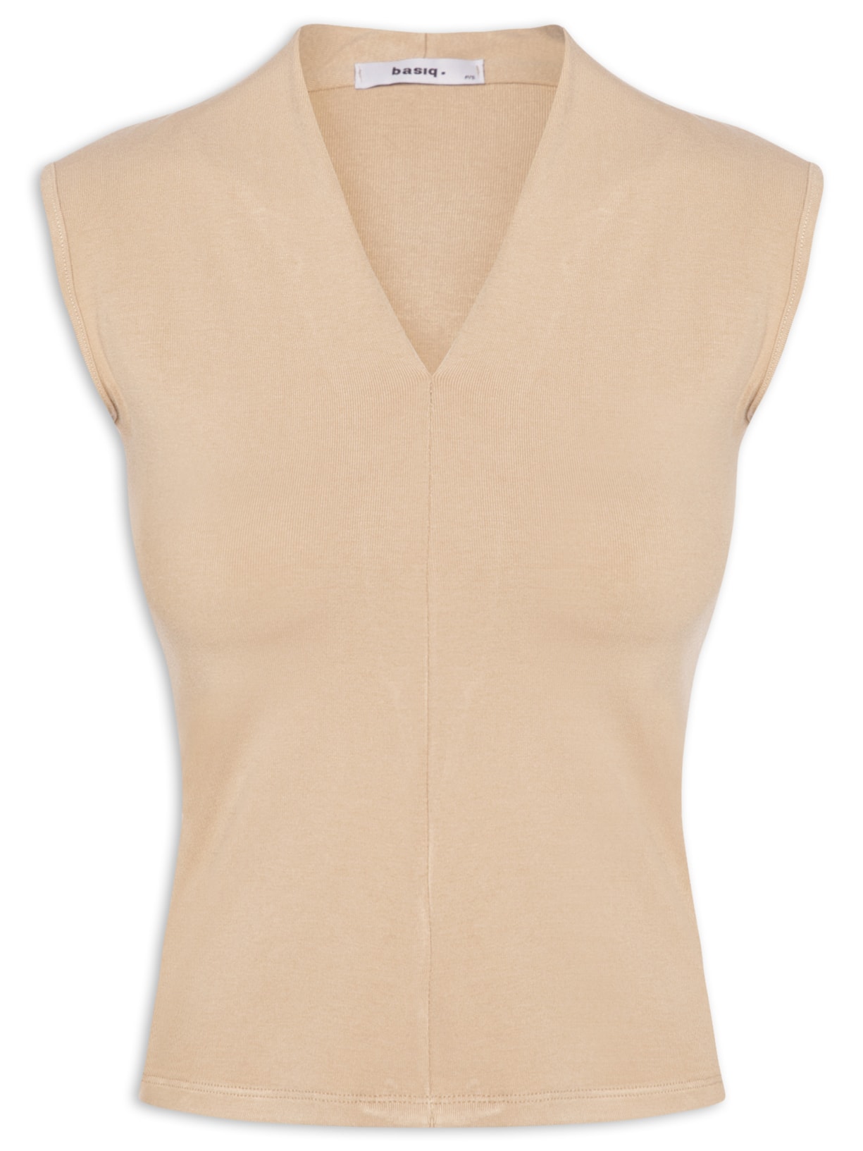 Regata Feminina Decote V Bege Basiq