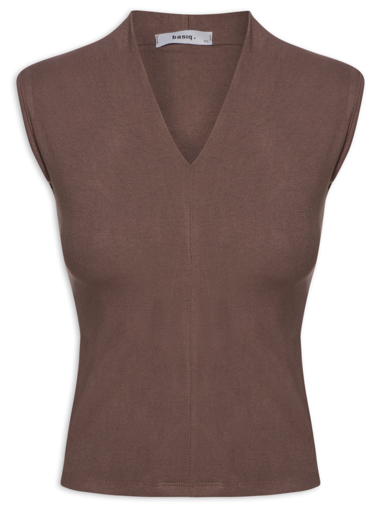 Regata Feminina Decote V - Marrom