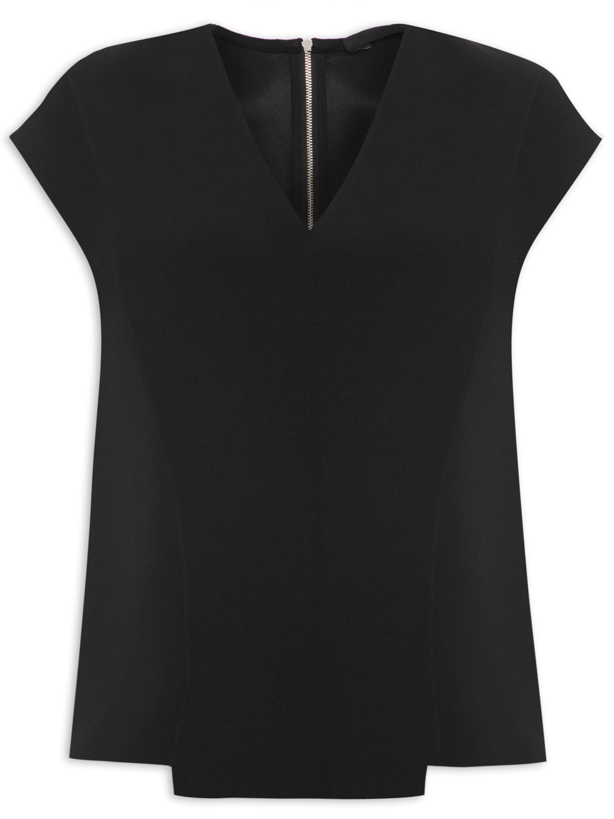 Regata Feminina Decote V Pala Dupla - Preto