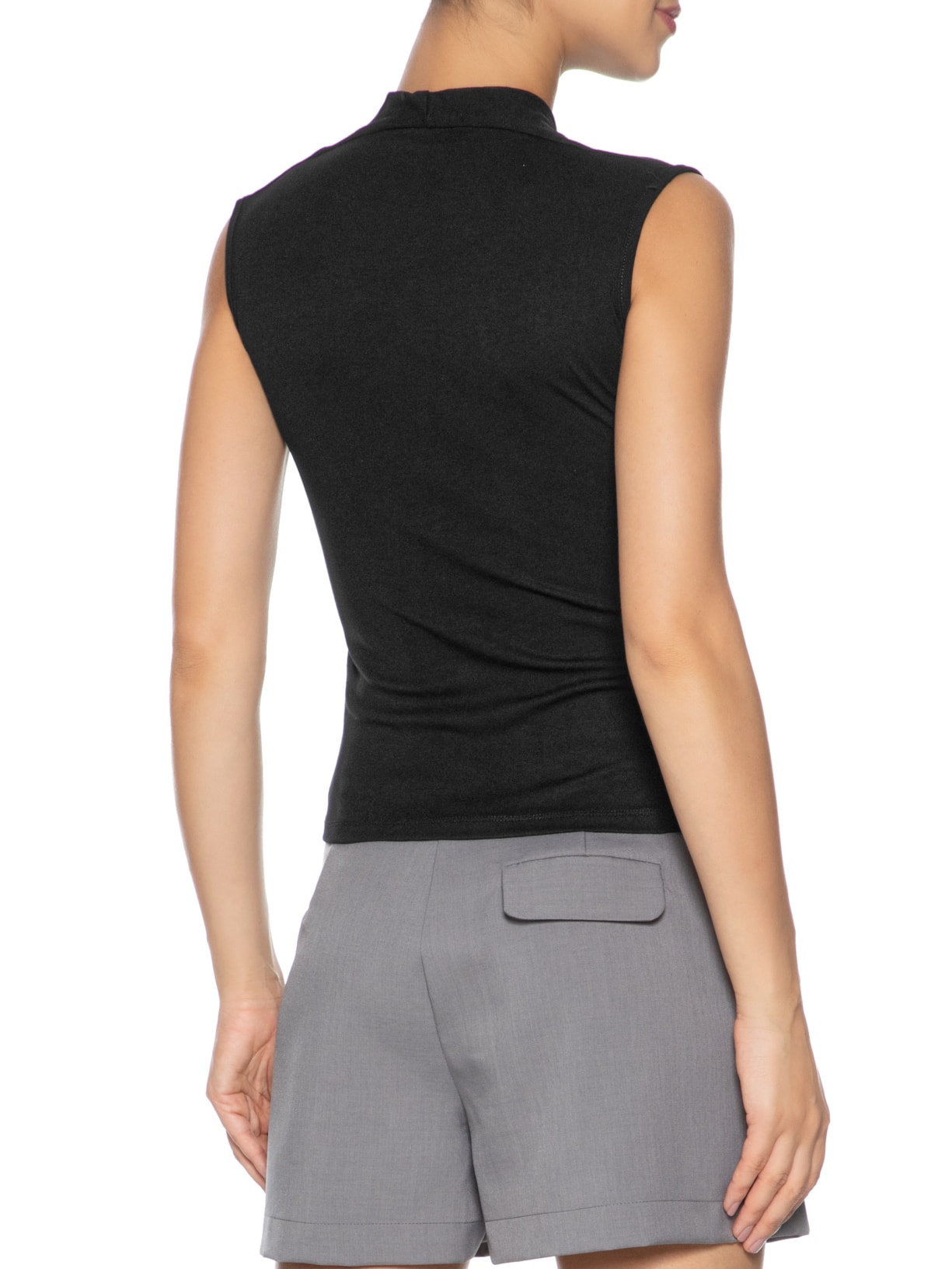 Regata Feminina Decote V Preto Basiq