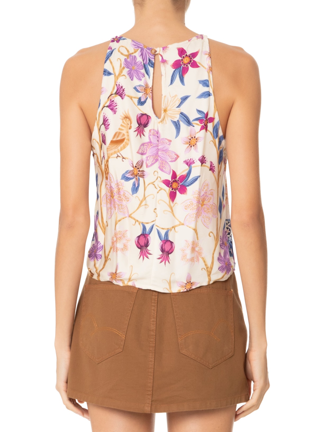 Regata Feminina Delicadeza Floral Roxo Farm