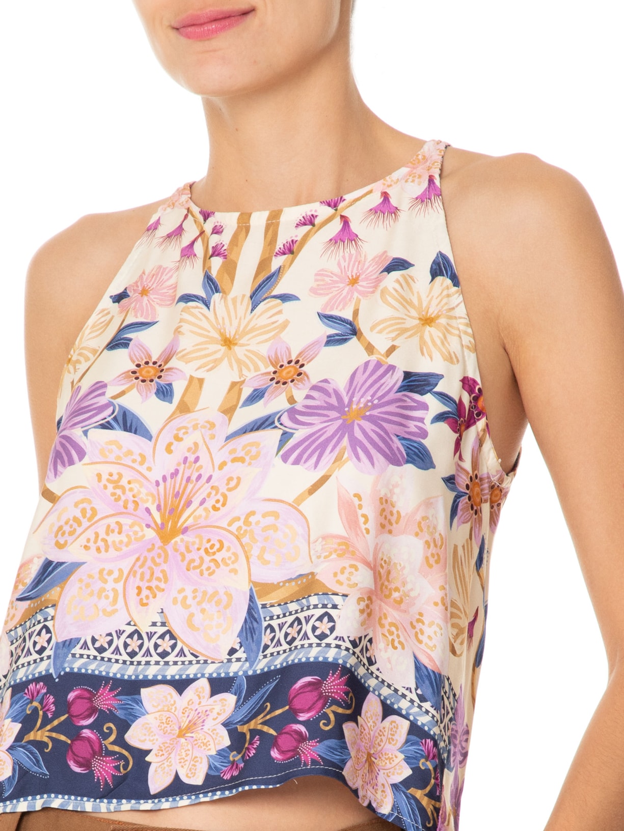 Regata Feminina Delicadeza Floral Roxo Farm