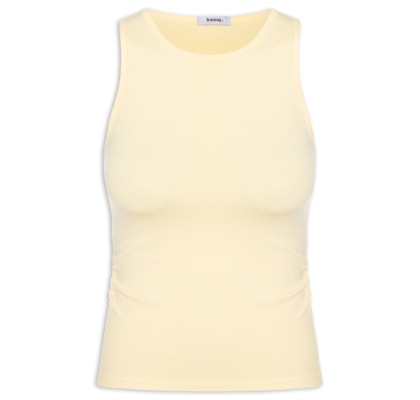 Regata Feminina Detalhe Drapeado - Amarelo