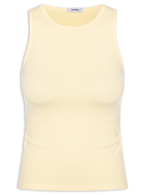 Regata Feminina Detalhe Drapeado - Amarelo