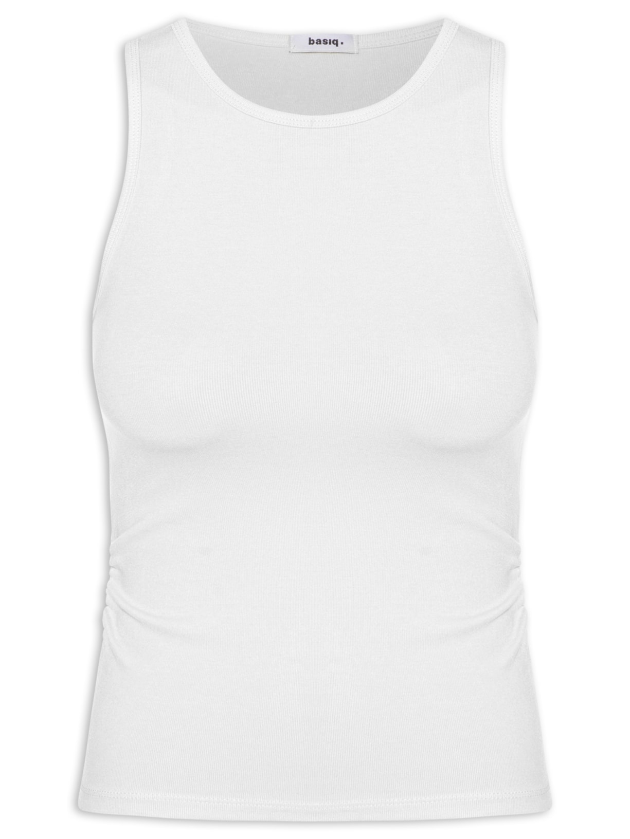 Regata Feminina Detalhe Drapeado Branco Basiq