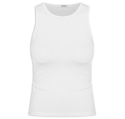 Regata Feminina Detalhe Drapeado - Branco