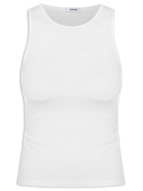 Regata Feminina Detalhe Drapeado - Branco