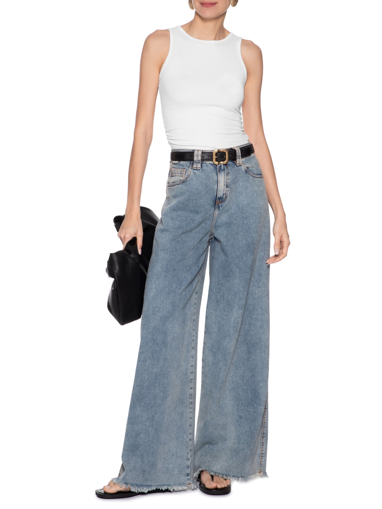 Regata Feminina Detalhe Drapeado Branco Basiq