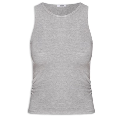 Regata Feminina Detalhe Drapeado - Cinza