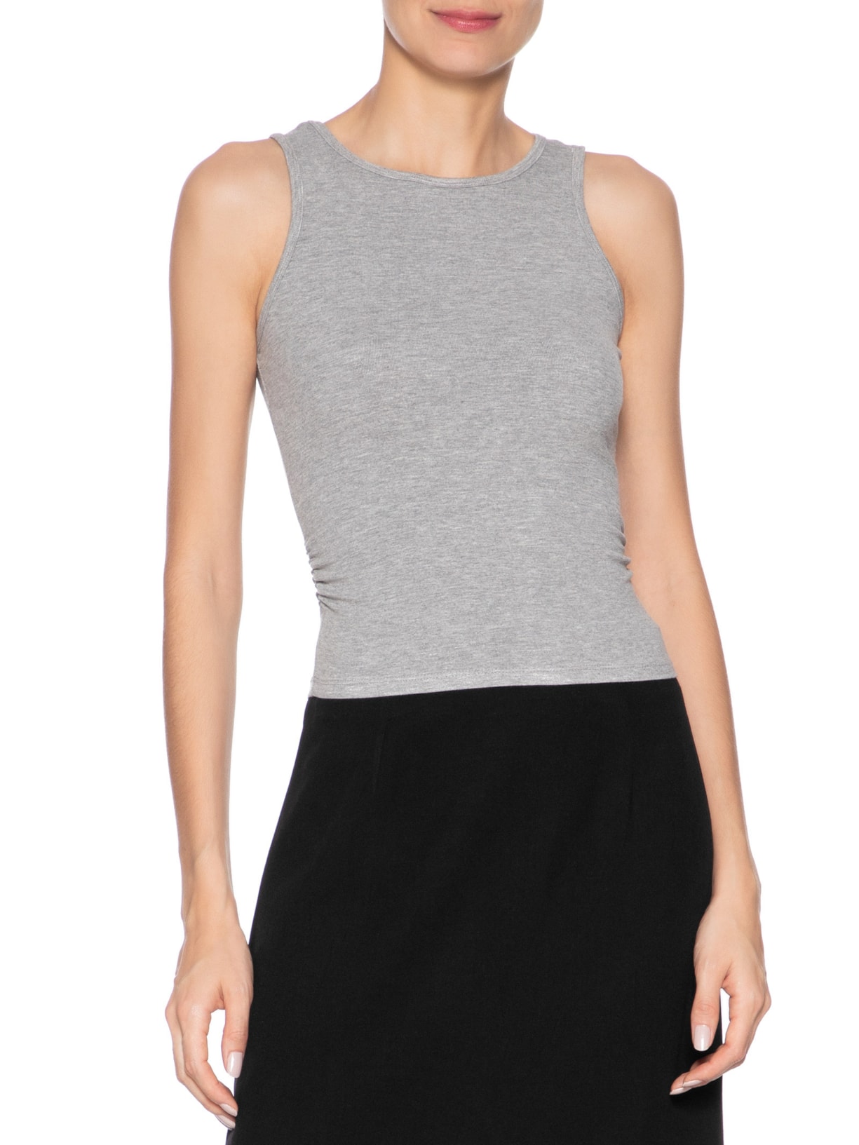 Regata Feminina Detalhe Drapeado Cinza Basiq