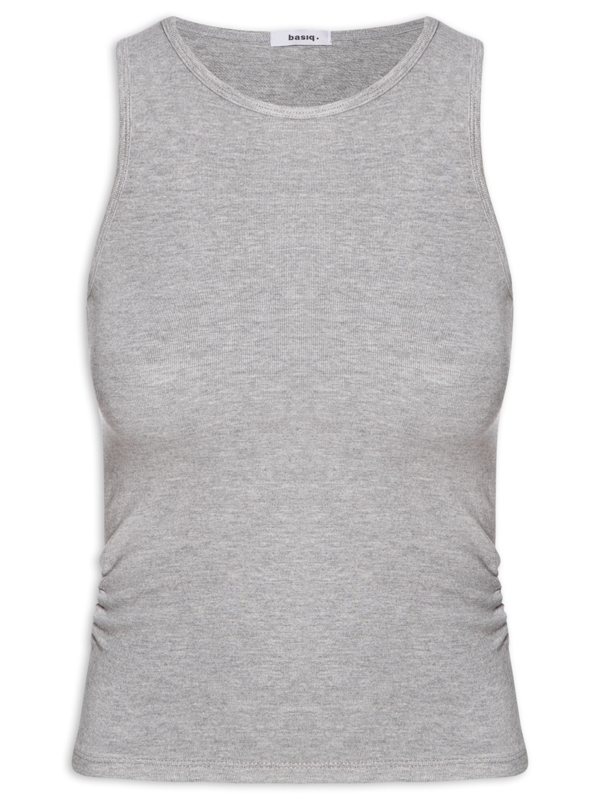 Regata Feminina Detalhe Drapeado - Cinza