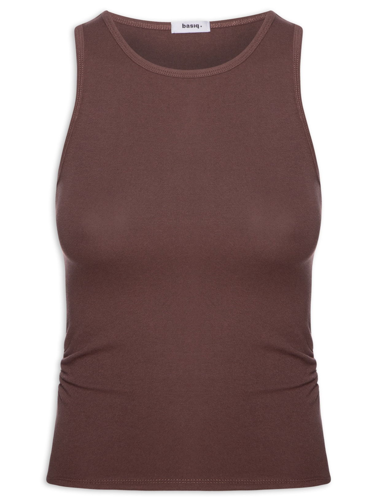 Regata Feminina Detalhe Drapeado - Marrom