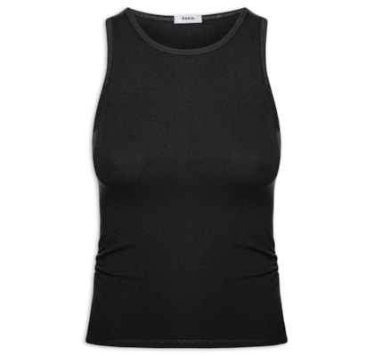 Regata Feminina Detalhe Drapeado - Preto