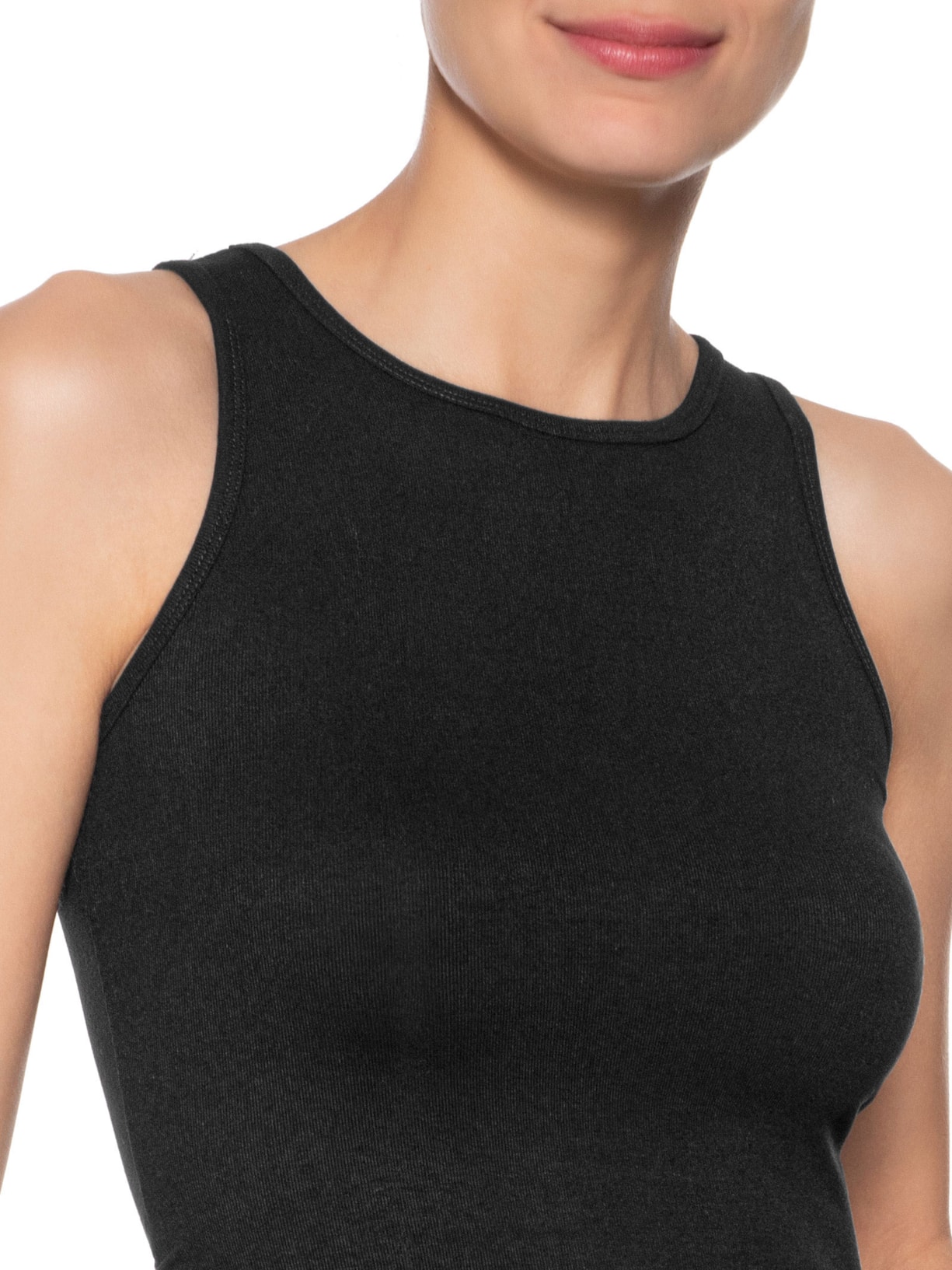 Regata Feminina Detalhe Drapeado Preto Basiq