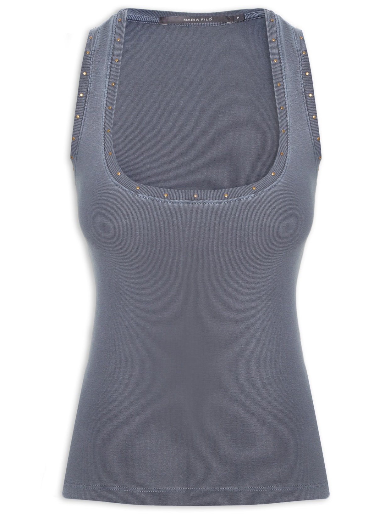 Regata Feminina Detalhe Tachas Viés - Azul