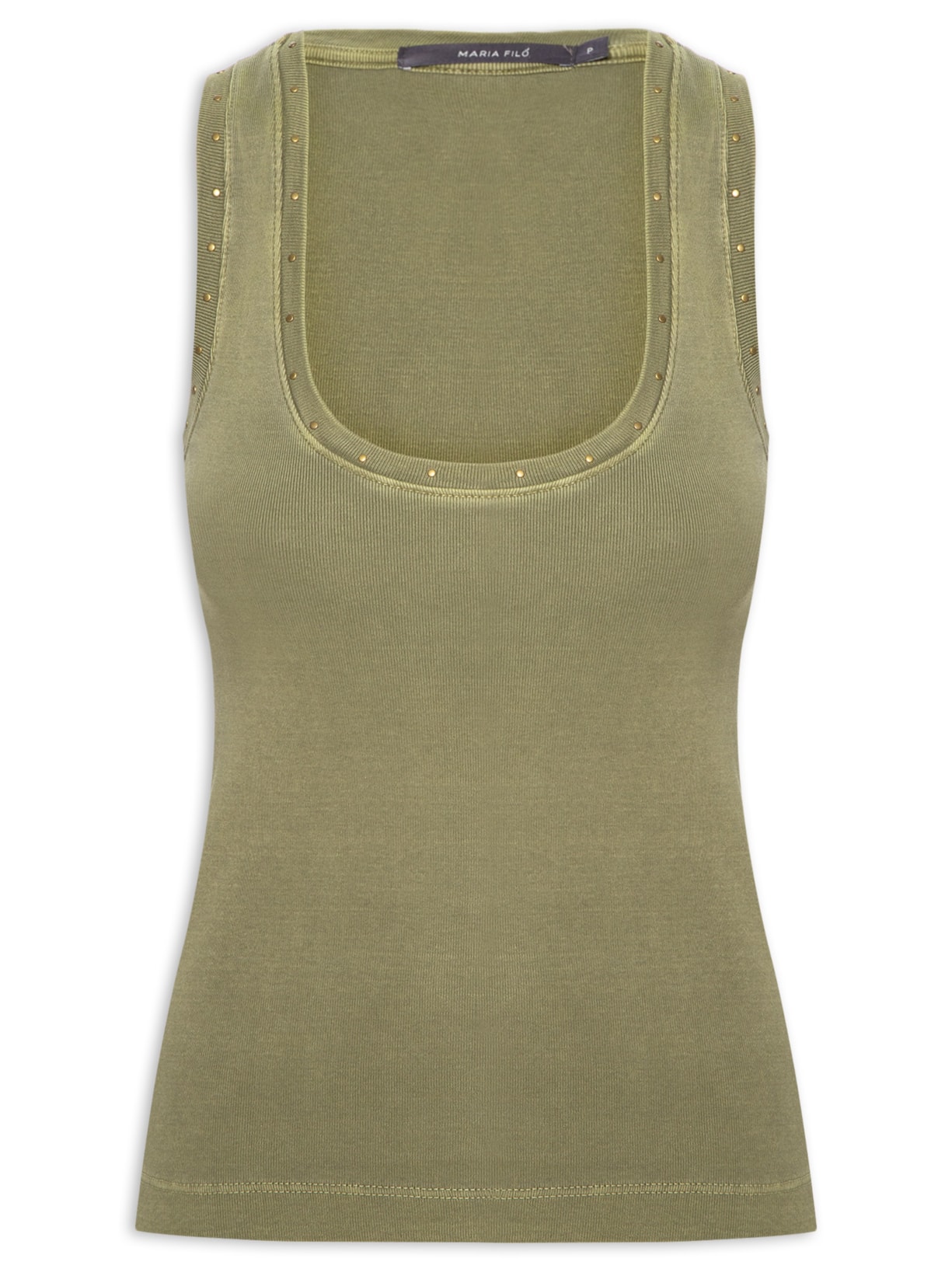 Regata Feminina Detalhe Tachas Viés - Verde