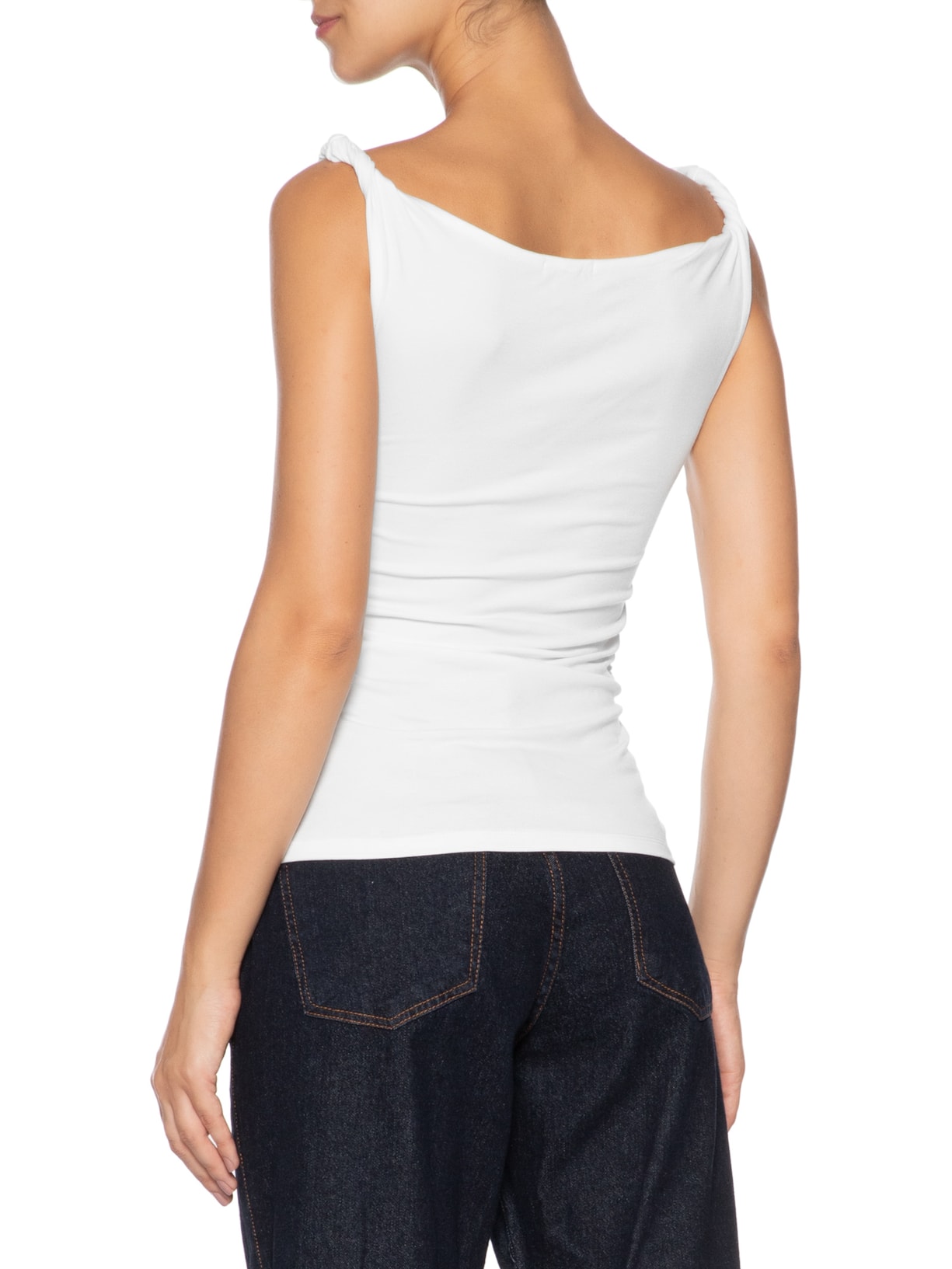 Regata Feminina Drapeada Branco Basiq