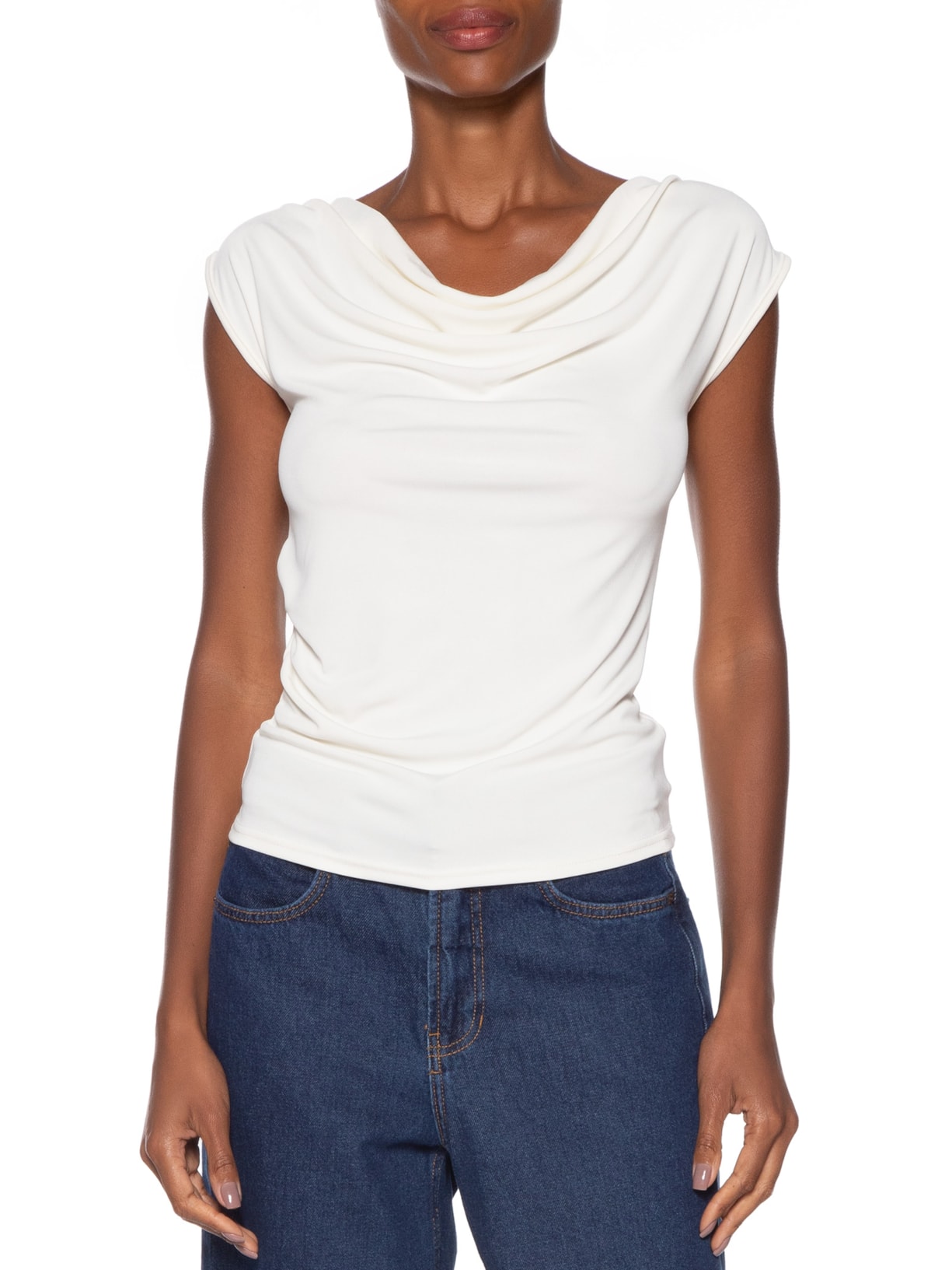 Regata Feminina Drapeada Degagê Branco Basiq