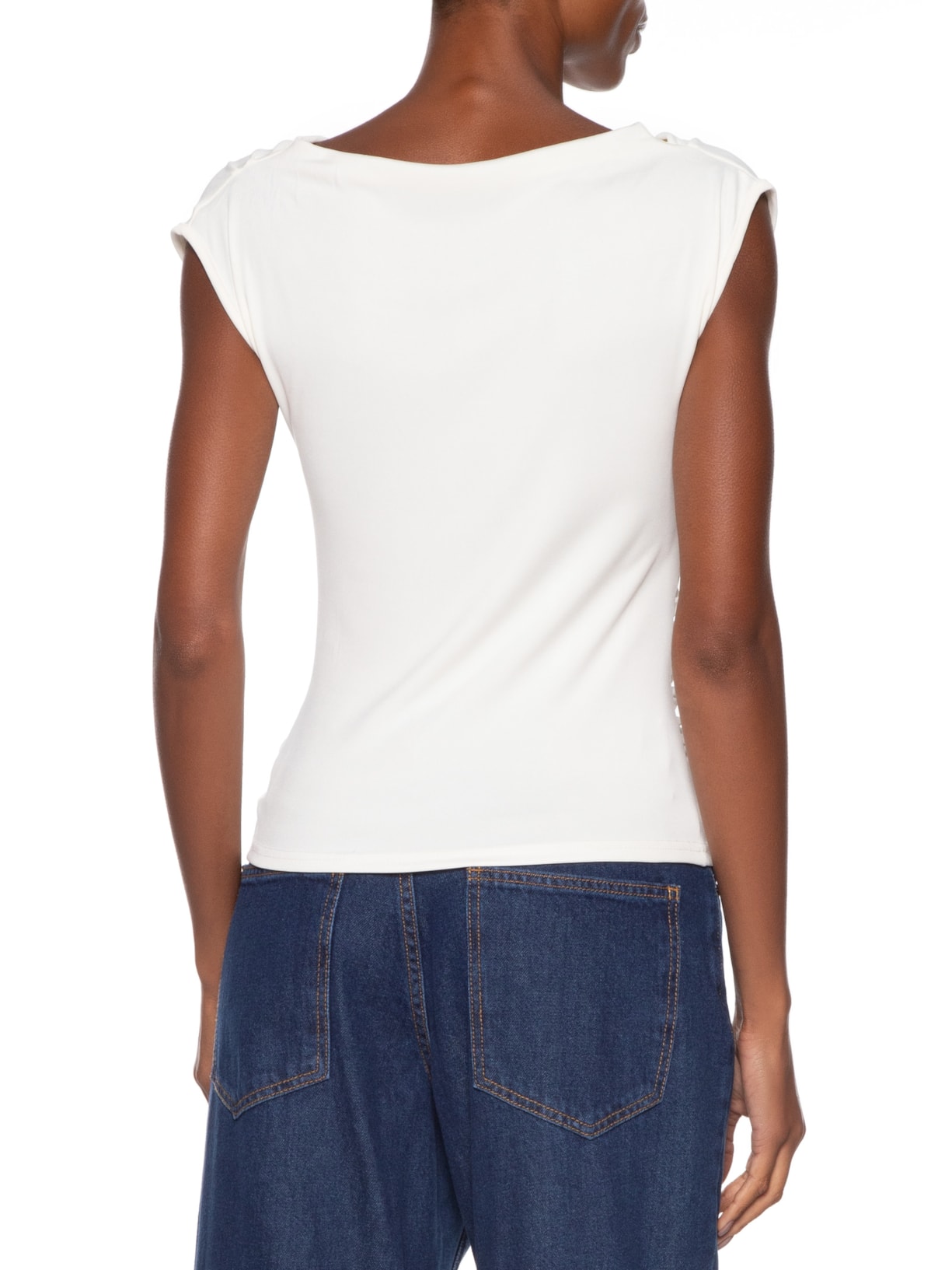 Regata Feminina Drapeada Degagê Branco Basiq