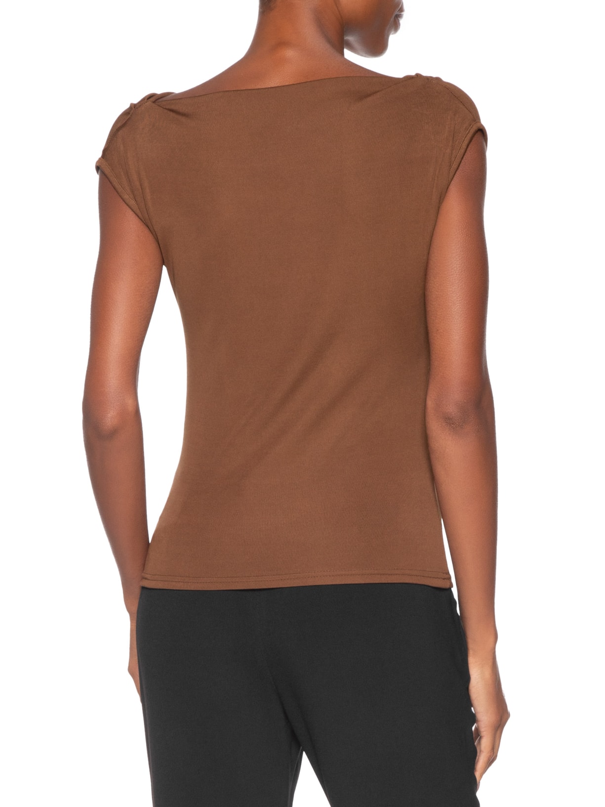 Regata Feminina Drapeada Degagê Marrom Basiq