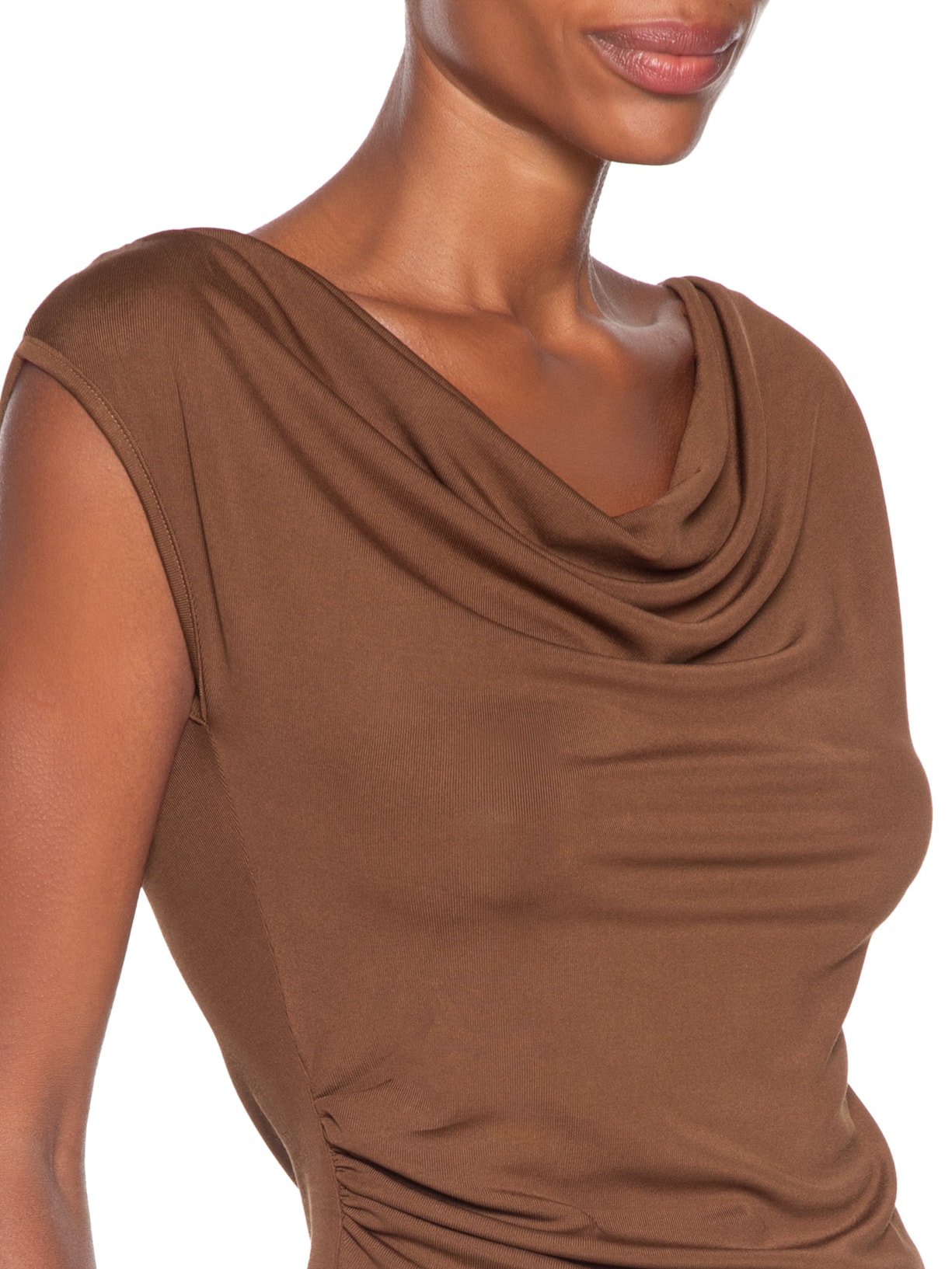 Regata Feminina Drapeada Degagê Marrom Basiq