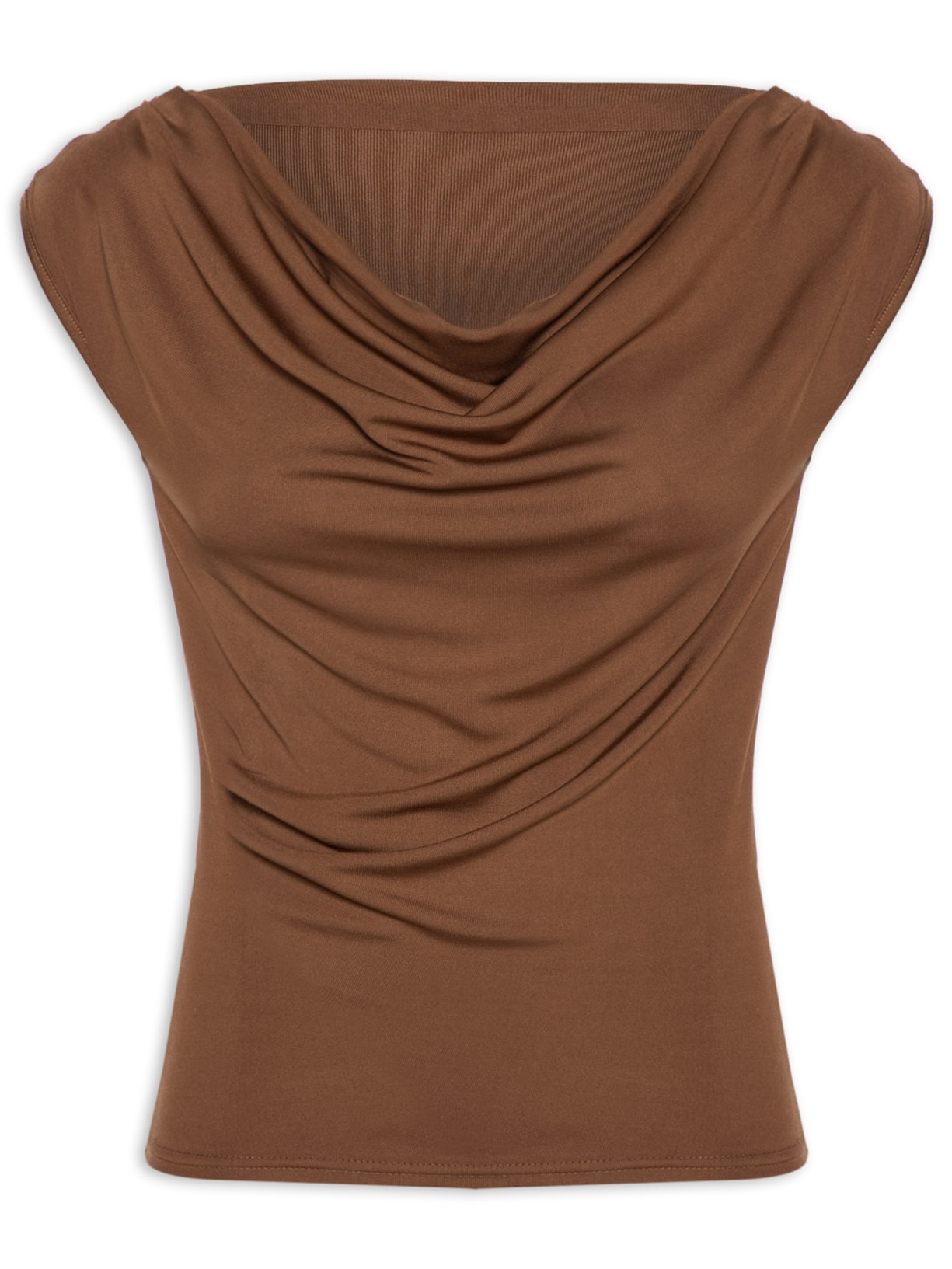 Regata Feminina Drapeada Degagê Marrom Basiq