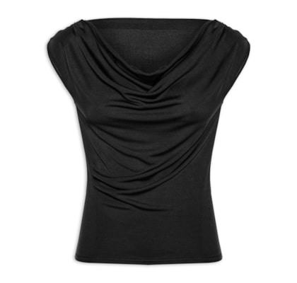 Regata Feminina Drapeada Degagê - Preto