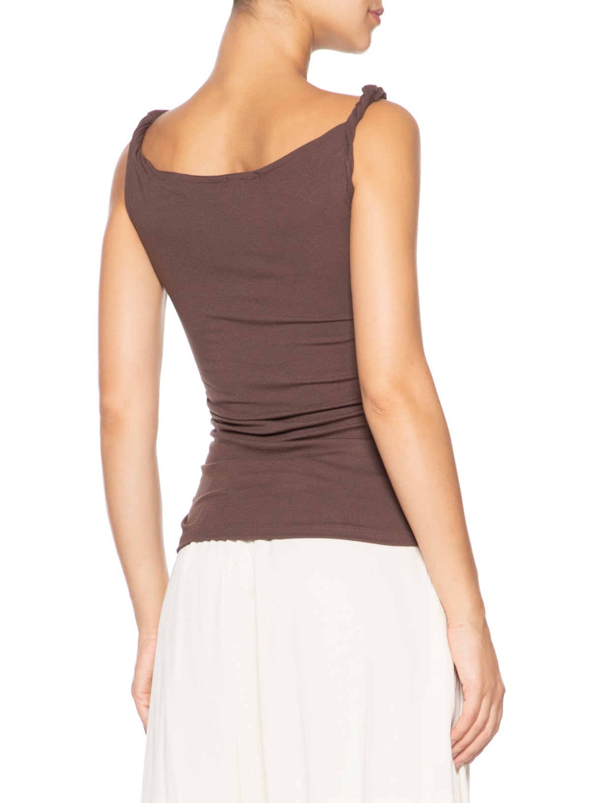 Regata Feminina Drapeada Marrom Basiq