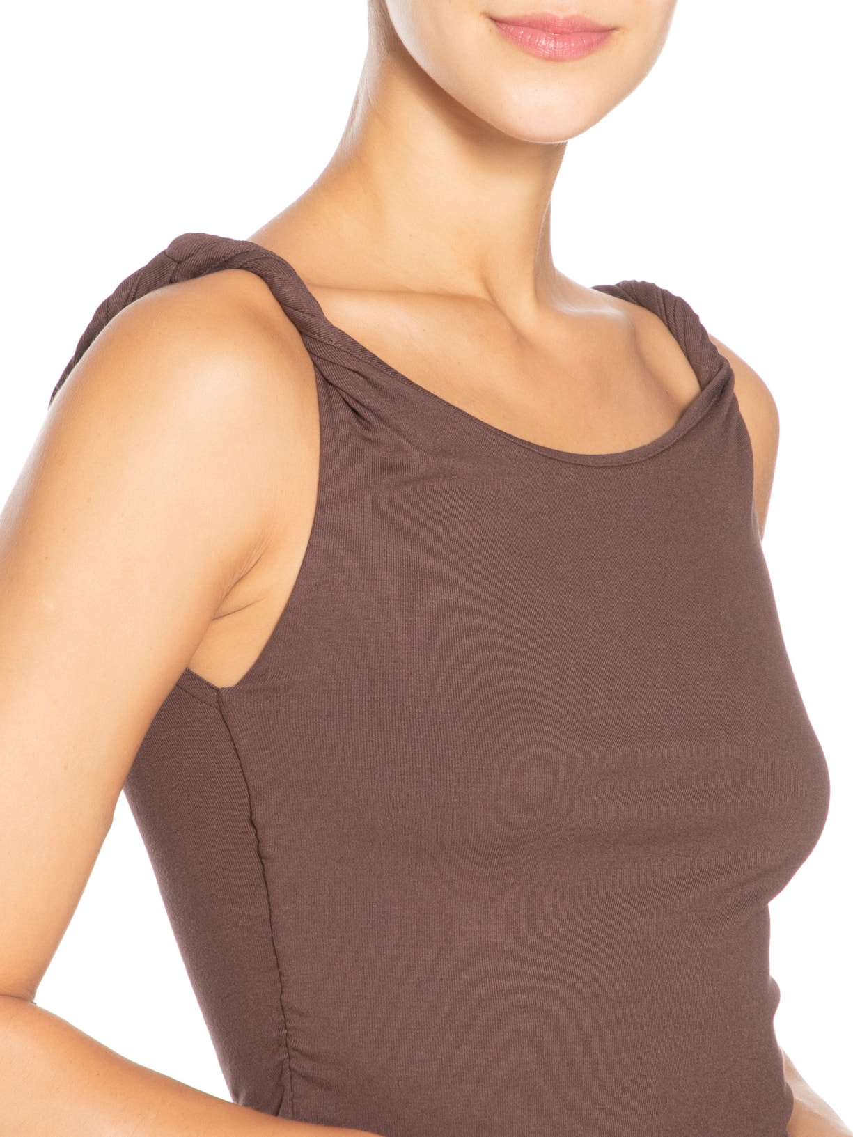 Regata Feminina Drapeada Marrom Basiq