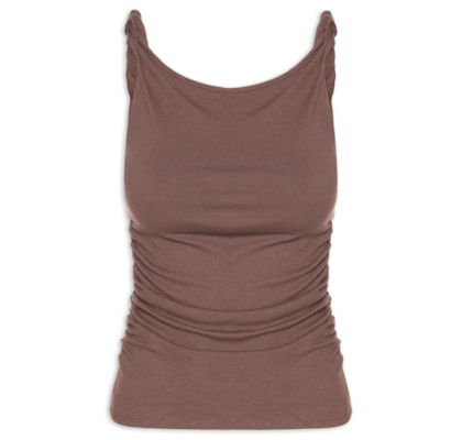 Regata Feminina Drapeada - Marrom