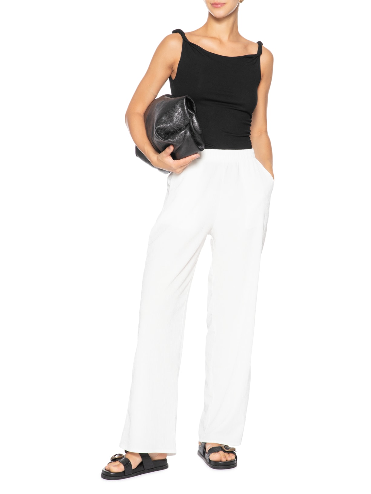 Regata Feminina Drapeada Preto Basiq