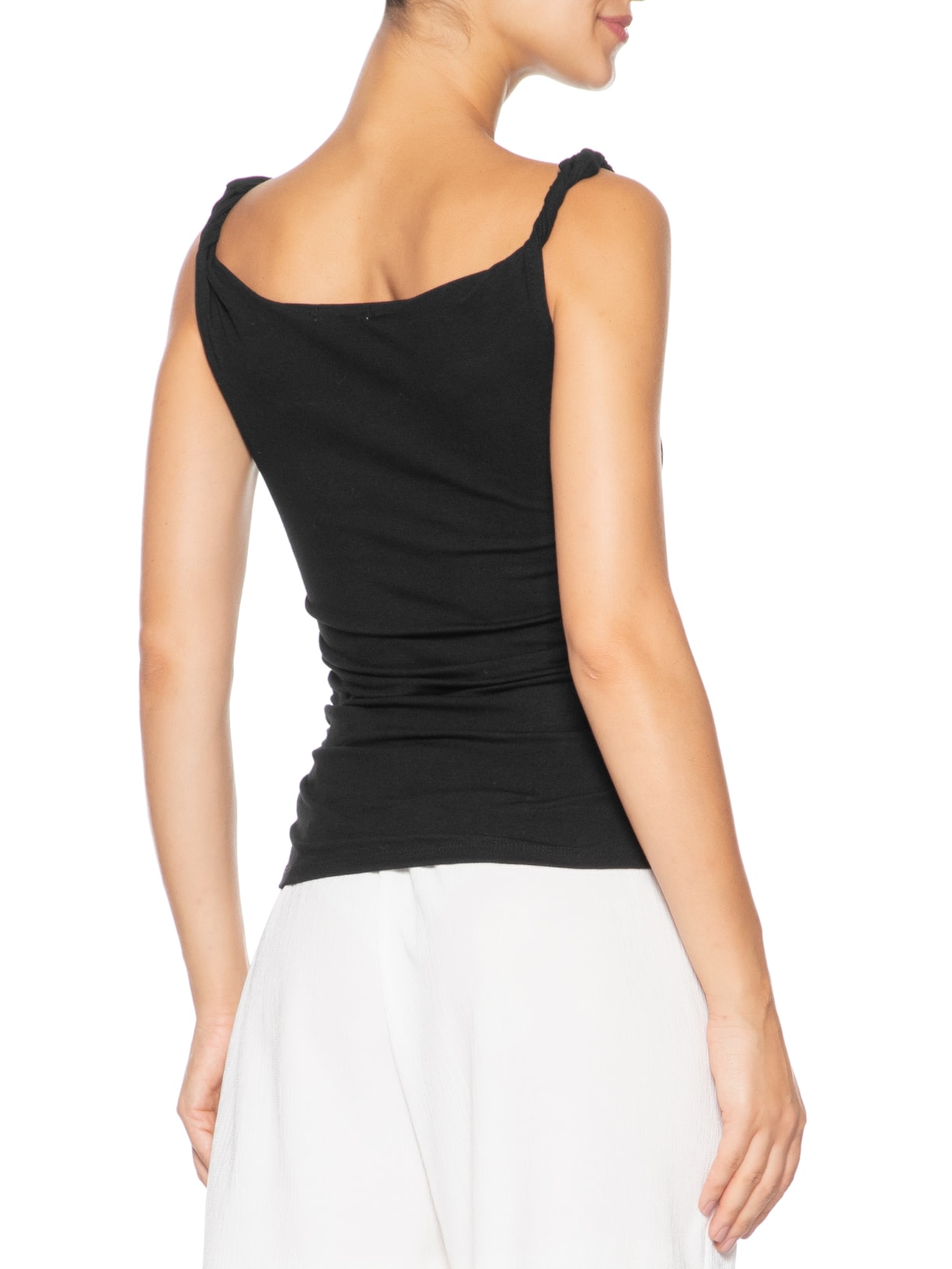 Regata Feminina Drapeada Preto Basiq