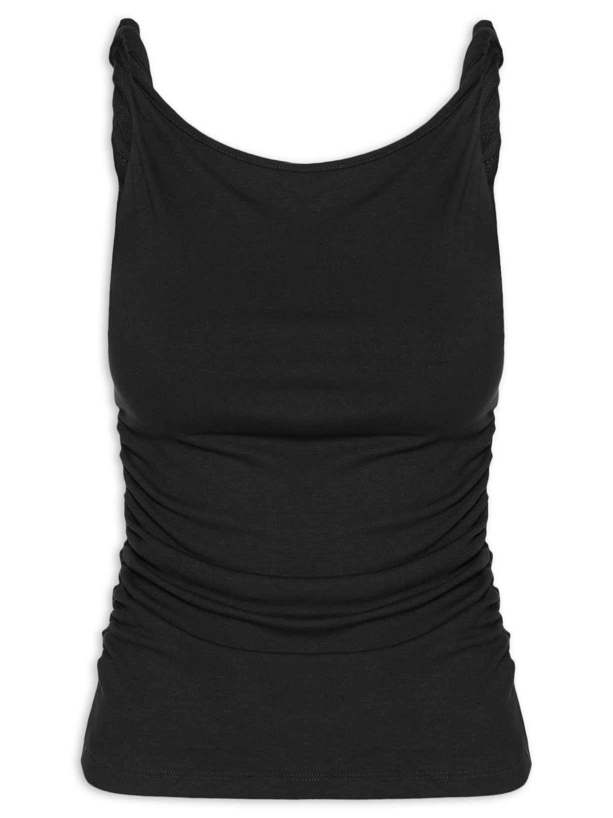 Regata Feminina Drapeada Preto Basiq