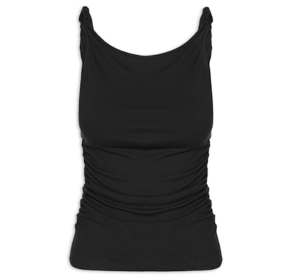 Regata Feminina Drapeada - Preto