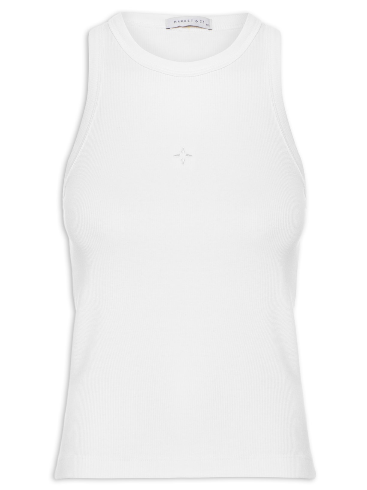 Regata Feminina Em Malha Com Bordado - Branco