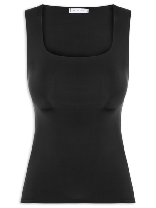 Regata Feminina em Poliamida com Decote Quadrado – Preto