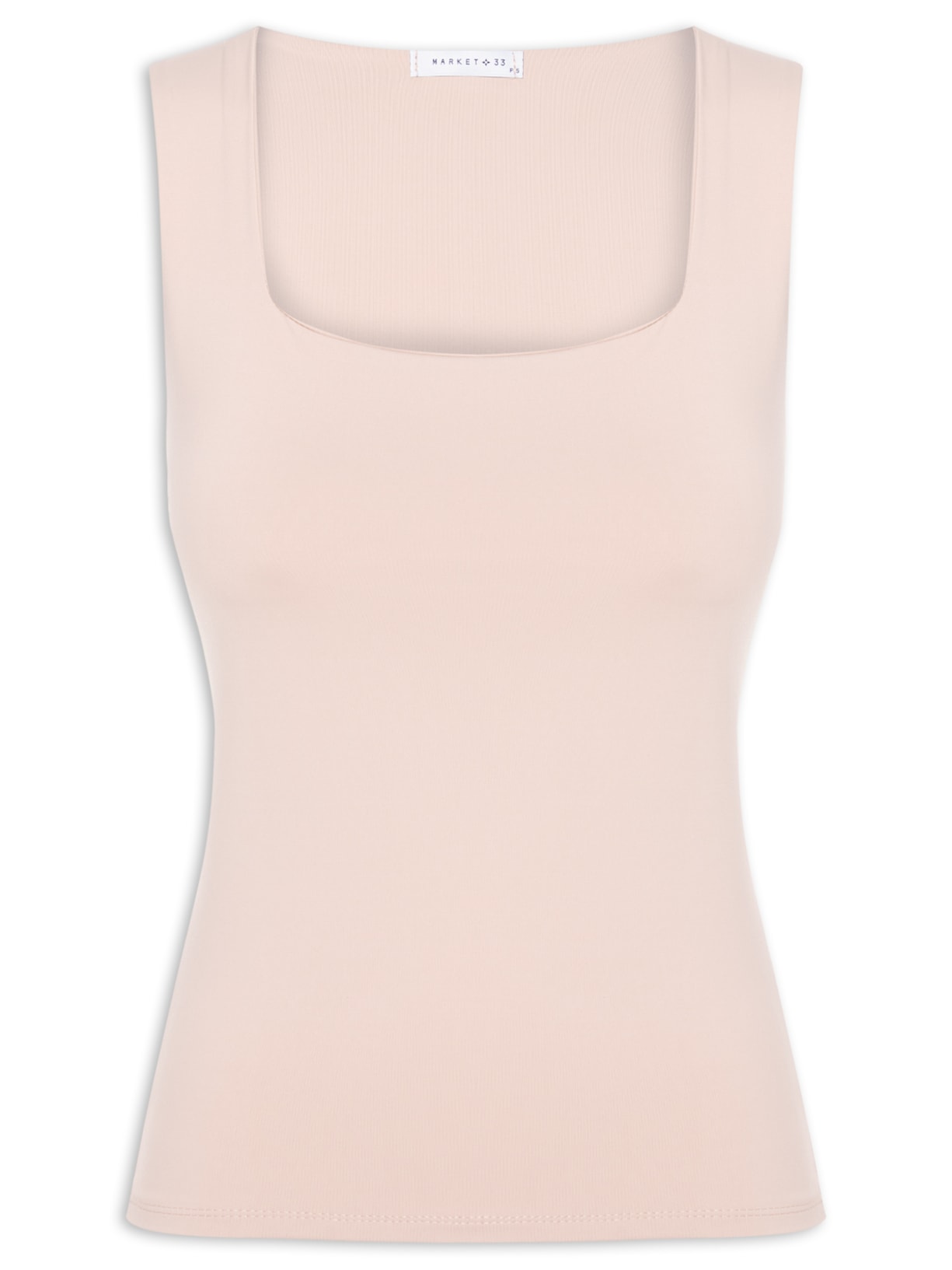 Regata Feminina em Poliamida com Decote Quadrado – Bege