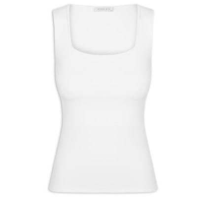 Regata Feminina em Poliamida com Decote Quadrado – Branco