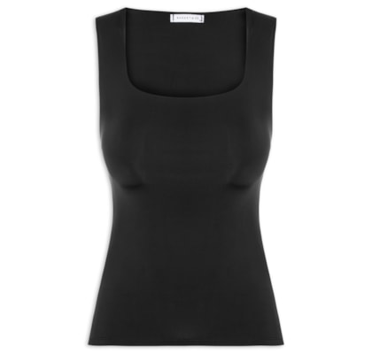 Regata Feminina em Poliamida com Decote Quadrado – Preto