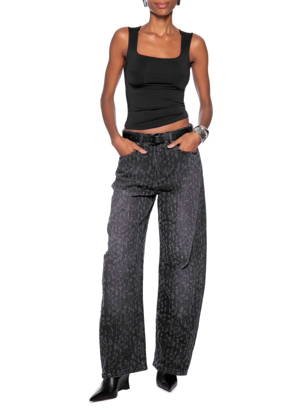 Regata Feminina em Poliamida com Decote Quadrado – Preto Market 33