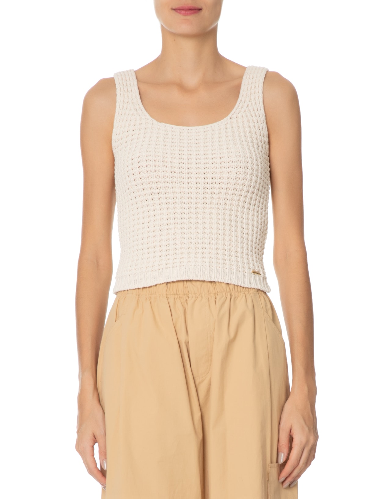 Regata Feminina Em Ponto Pérola Off White  Anselmi