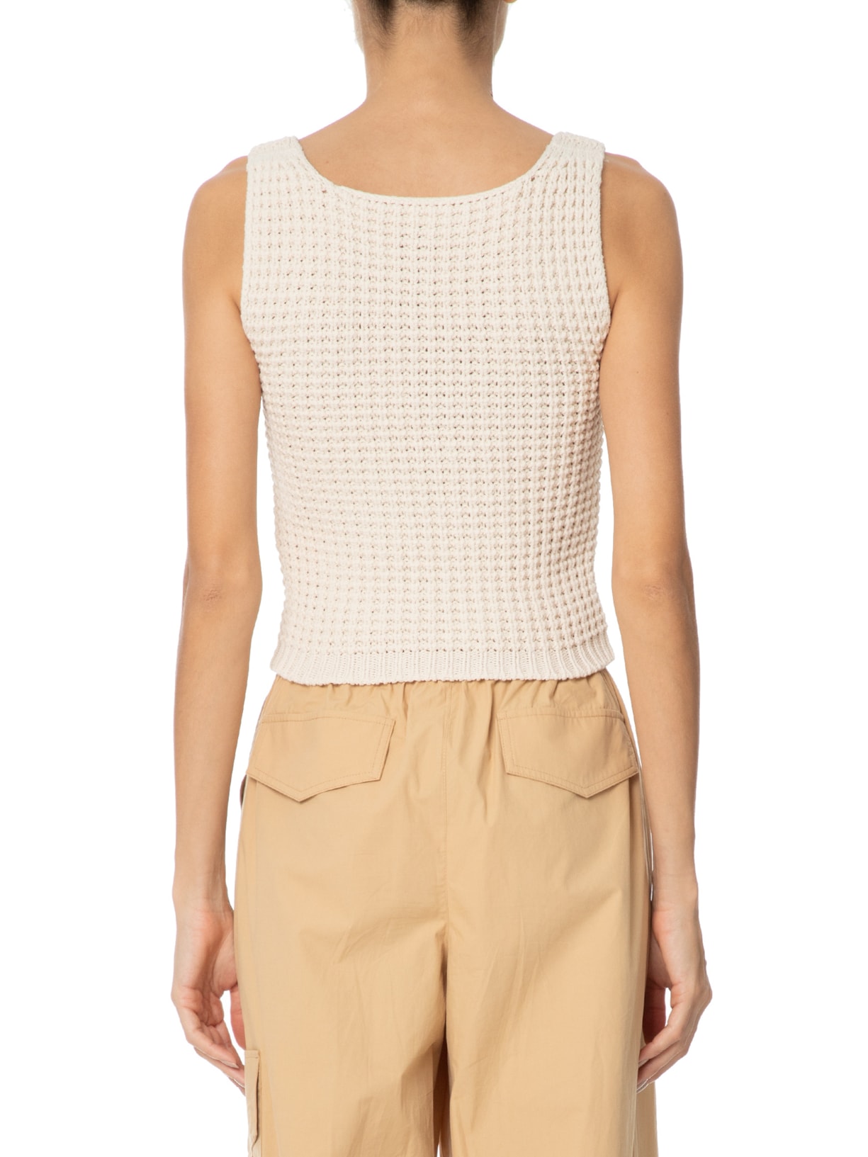 Regata Feminina Em Ponto Pérola Off White  Anselmi