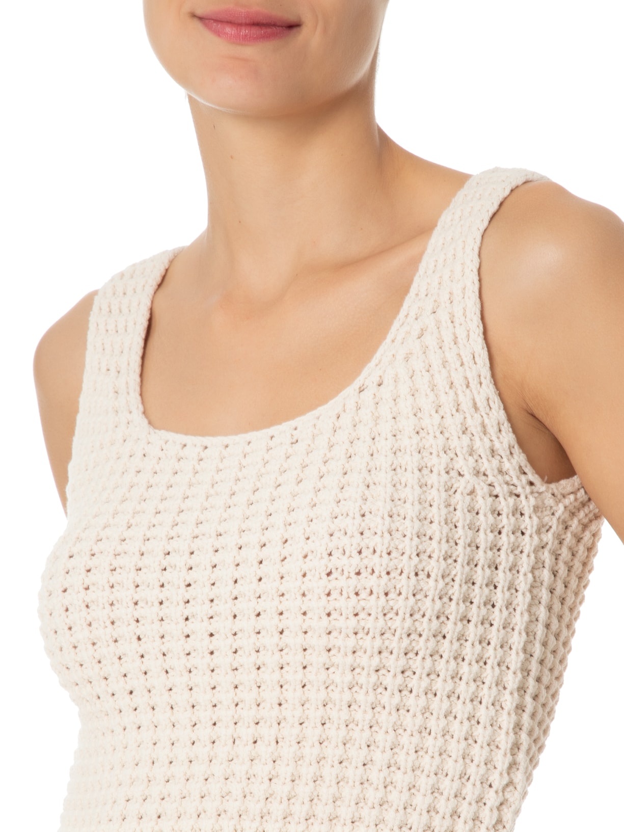 Regata Feminina Em Ponto Pérola Off White  Anselmi