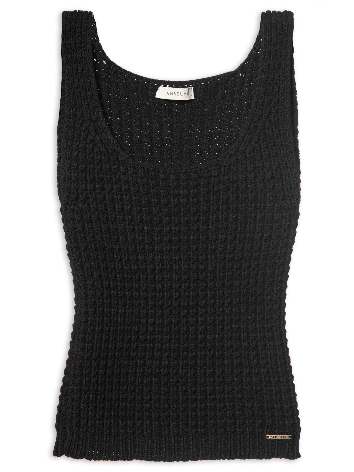 Regata Feminina Em Ponto Pérola - Preto