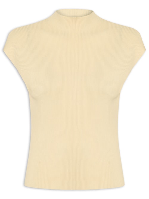 Regata Feminina Em Tricot - Amarelo